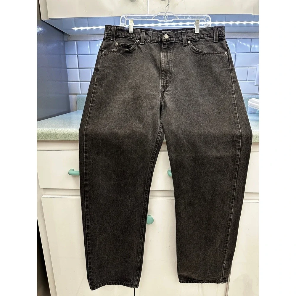 Vintage Levis 505 Orange Tab Jeans Mens 38x30 Faded Black Straight Leg Denim